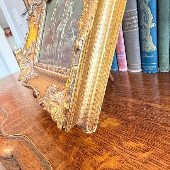 Vintage 1950's Earnst Tonk Western Picture in Wood Gold Gilt Frame - Picture 4 of 13